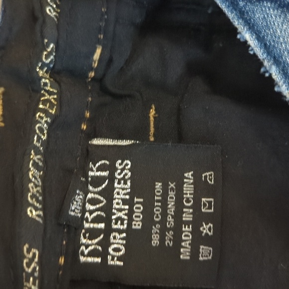 REROCK FOR EXPRESS Dark Blue Boot Cut Distressed Button Flap Pocket Jeans 4 - Picture 4 of 13